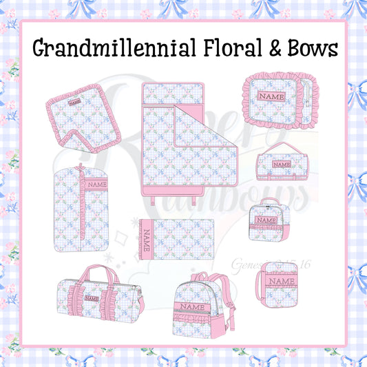 PO 3-Grandmillennial Floral & Bows Luggage